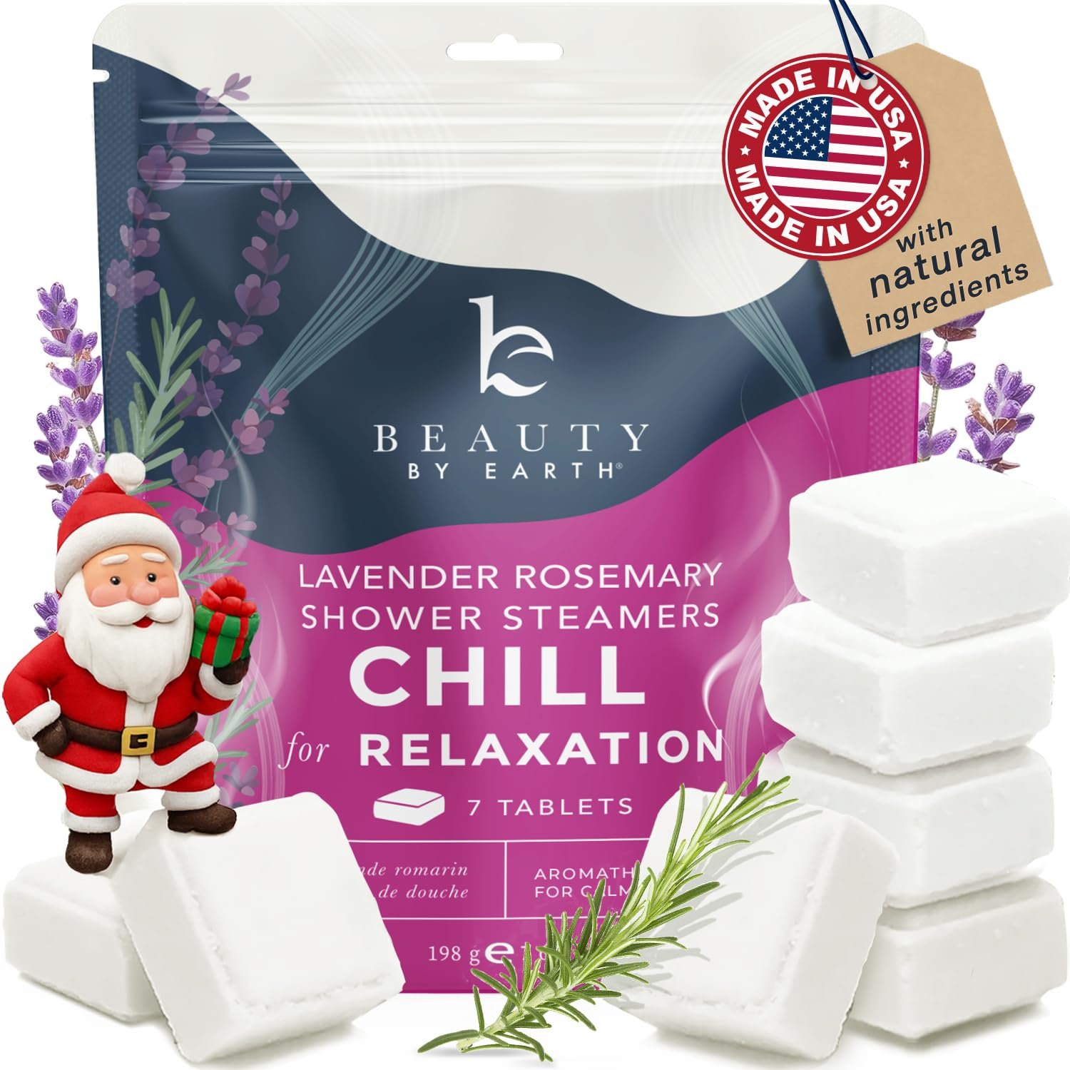 Shower Steamers Aromatherapy – USA Made with Natural Ingredients & Lavender Oil, Christmas Stocking Stuffers for Women, Wife & Mom, Large Stress Relief Shower Bombs, White Elephant Relaxing Spa Gifts