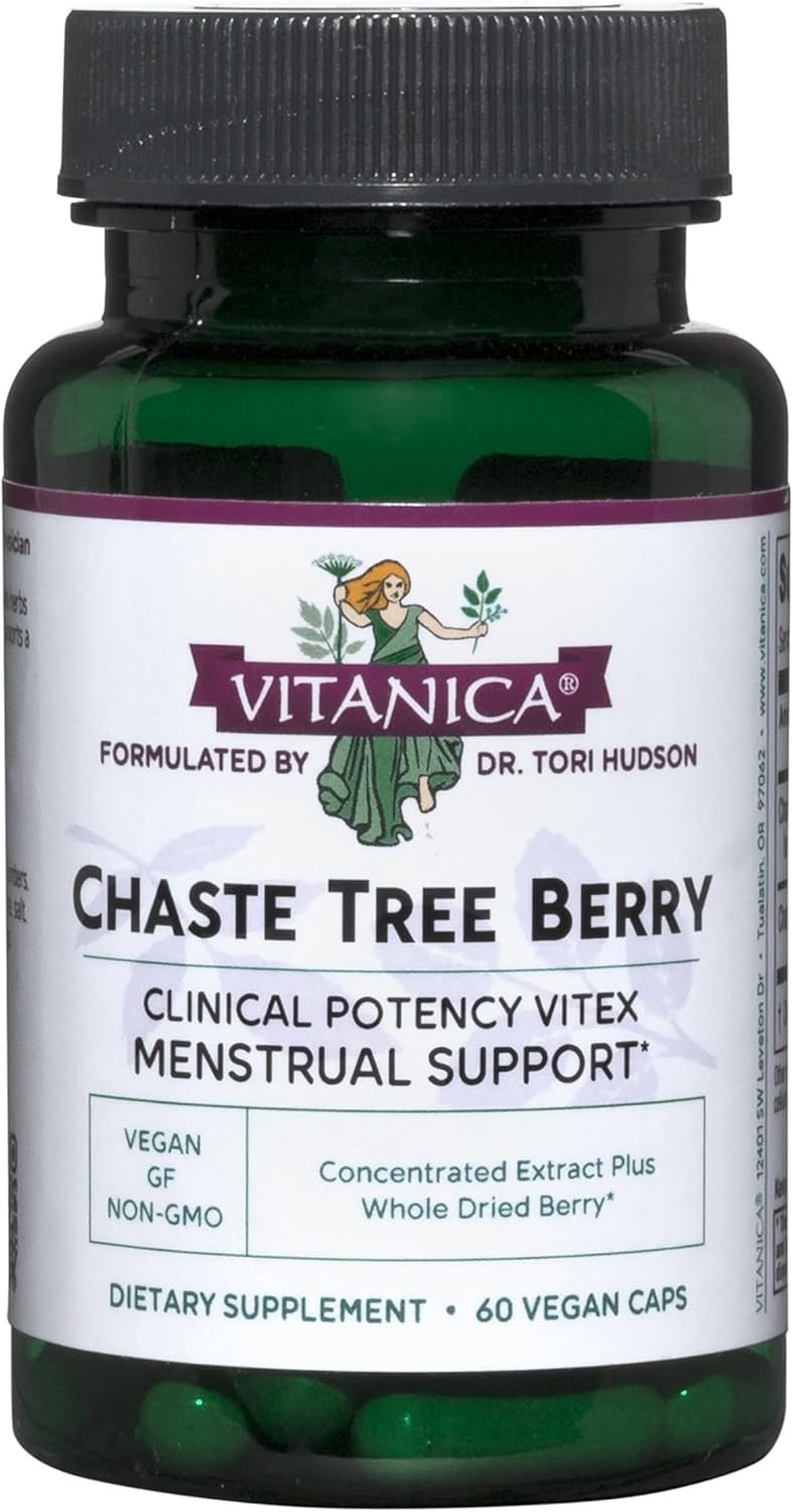 Vitanica Chaste Tree Berry Extract, Vitex Chasteberry Supplement for Women, Hormone Balance and Menstrual Cycle Support, Non-GMO, Vegan, 2 Month Supply, 60 Capsules