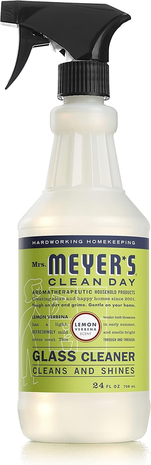 MRS. MEYER’S CLEAN DAY Mirror & Window Cleaner, Great for Indoor & Outdoor Glass Surfaces, Lemon Verbena, 24 Fl Oz