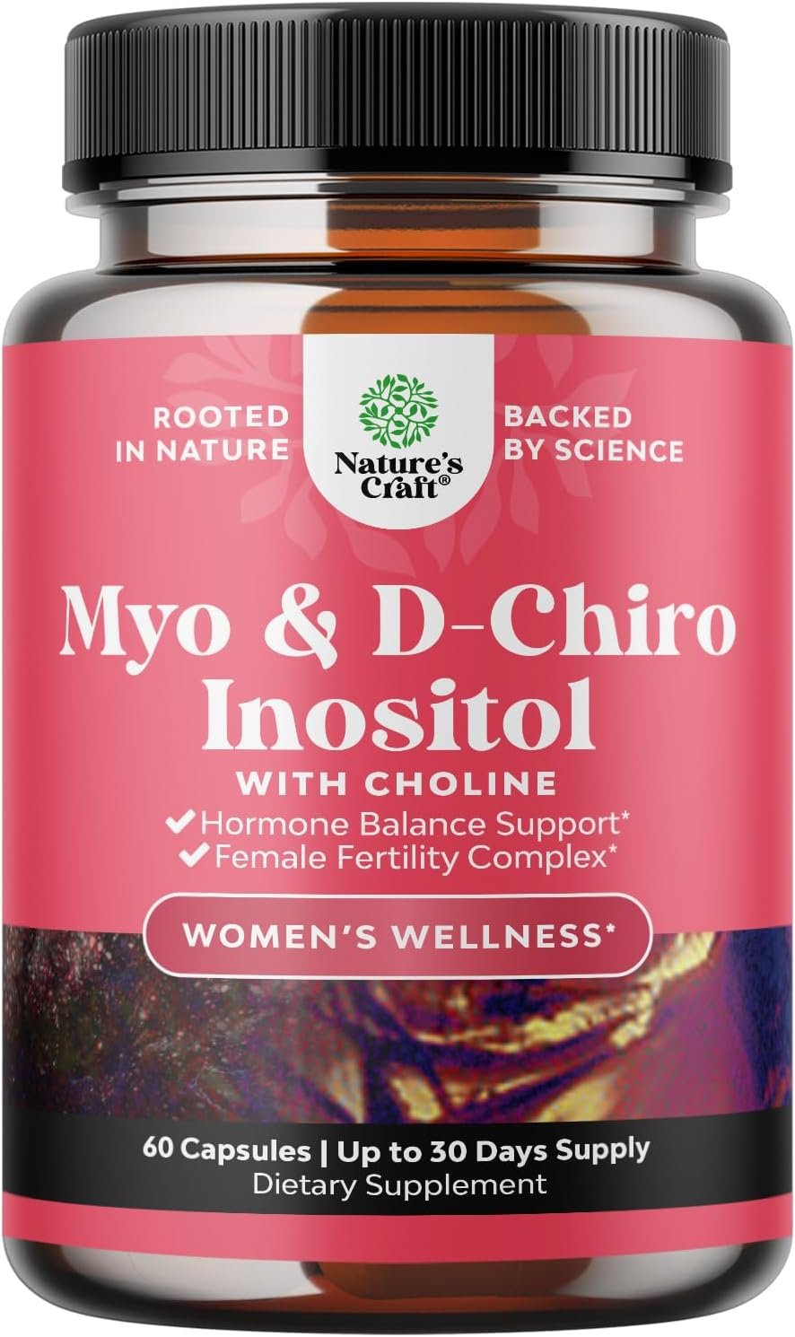 Myo-Inositol & D-Chiro Inositol Supplement for Women – Choline Supplement to Regulate Menstrual Cycle, Fertility & Hormonal Balance – Womens Hormone Balance Capsules with Myo & D-Chiro – 60 Caps