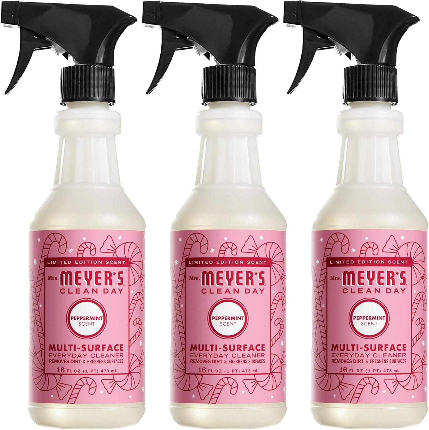 Mrs. MEYER’S CLEAN DAY Multi-Surface Everyday Cleaner, Peppermint Scent, 16 Ounce Bottle (Pack of 3)