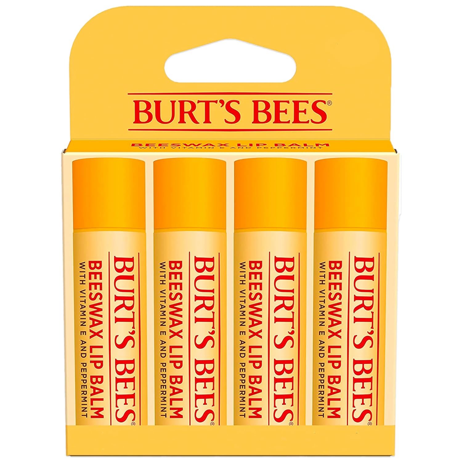 Burt’s Bees Lip Balm – Original Beeswax, Lip Moisturizer With Responsibly Sourced Beeswax, Tint-Free, Natural Origin Conditioning Treatment, 4 Tubes, 0.15 oz.