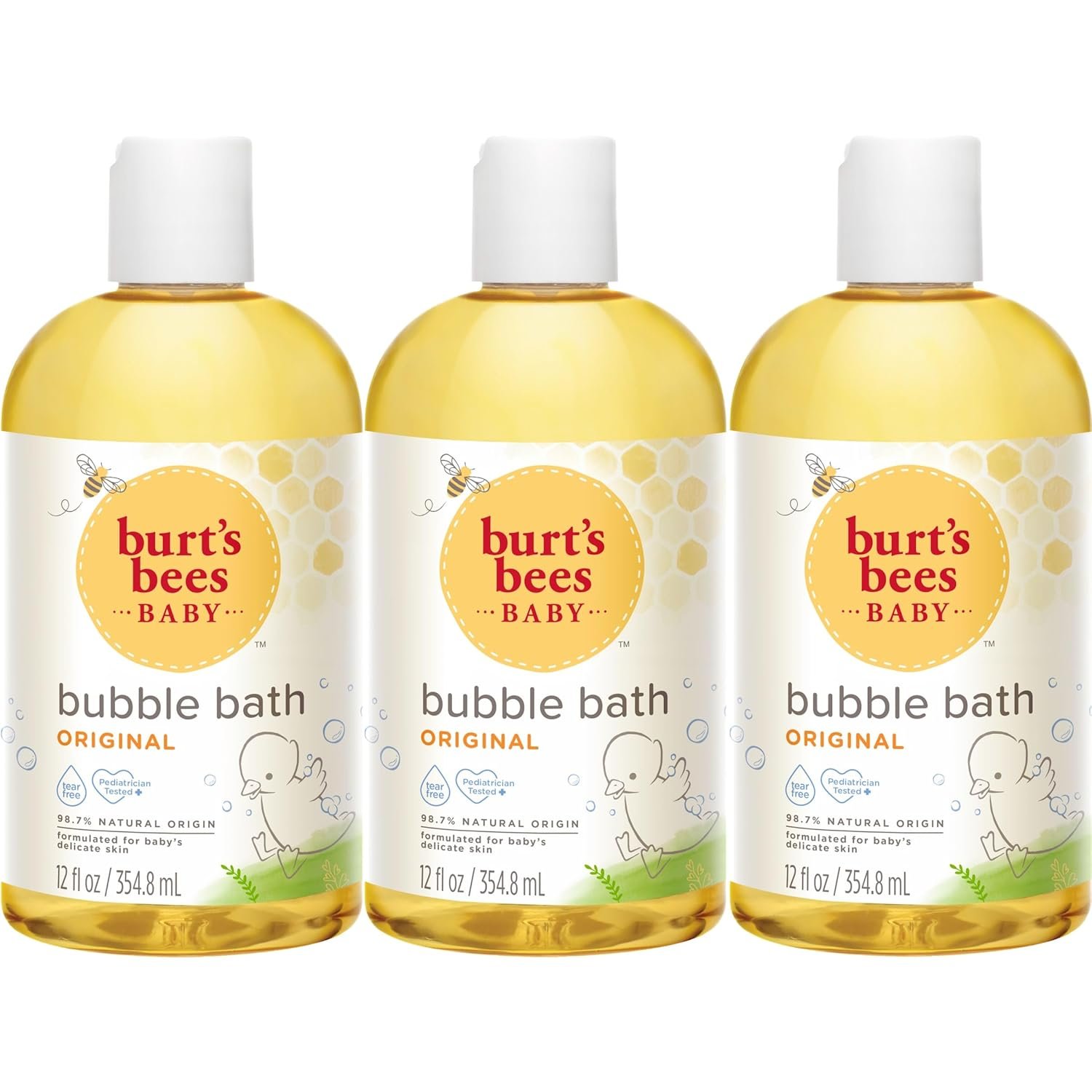 Burt’s Bees Baby Bubble Bath, Original Scent, Tear Free Baby Wash for Delicate Skin, 98% Natural Origin, 12 Fl Oz (Pack of 3)