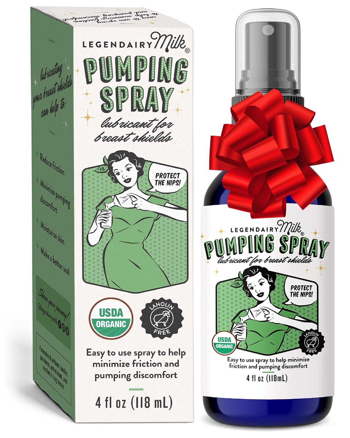 Legendairy Milk Pumping Spray 4 oz., Helps Sore Nipples & Clogged Ducts, Organic Lubricant for Breast Shields and Flanges, Vegan Breast Pump Spray, Natural & Lanolin-Free, Made in USA