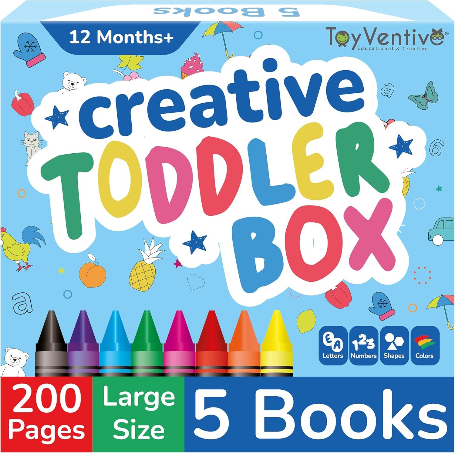 TOYVENTIVE Toddler Coloring Books & Crayons, Toys & Birthday Gifts for 1+,2,3,4 Years Old Boys, Toddlers & Preschoolers Age One,Two,Three,Four yr Olds