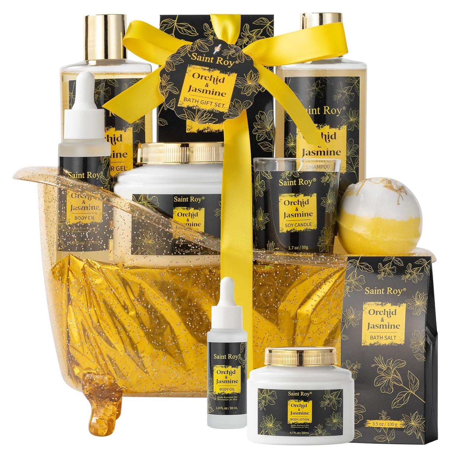 Luxury Home Spa Bath Gift Basket, Spa gift basket Christmas Gifts for Women men, Spa Kit Self-care Gifts, Spa Collection Gift, Orchid Jasmine Bath and Body Gift Pampering Spa Gifts Mother’s Day Gift