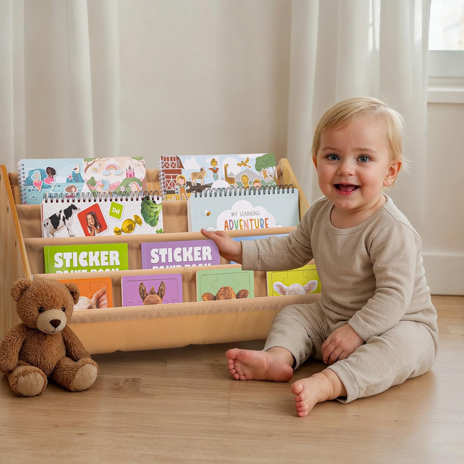 ZICOTO Decorative Wooden Bookshelf for Kids Rooms – Keeps Plenty of Books Neatly Organized & Within Reach for Toddlers – Easy Install Montessori Book Shelf for Baby’s Bedroom or Playroom Decor