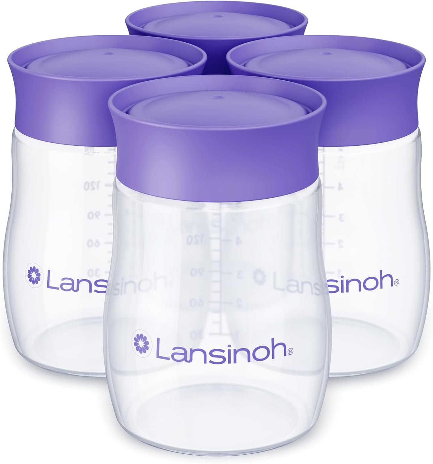 Lansinoh Breastmilk Storage Bottles | 4-Pack 5oz BPA & BPS-Free | Pump-to-Storage Feeding Bottles | Compatible with Lansinoh Breast Pumps and Nipples