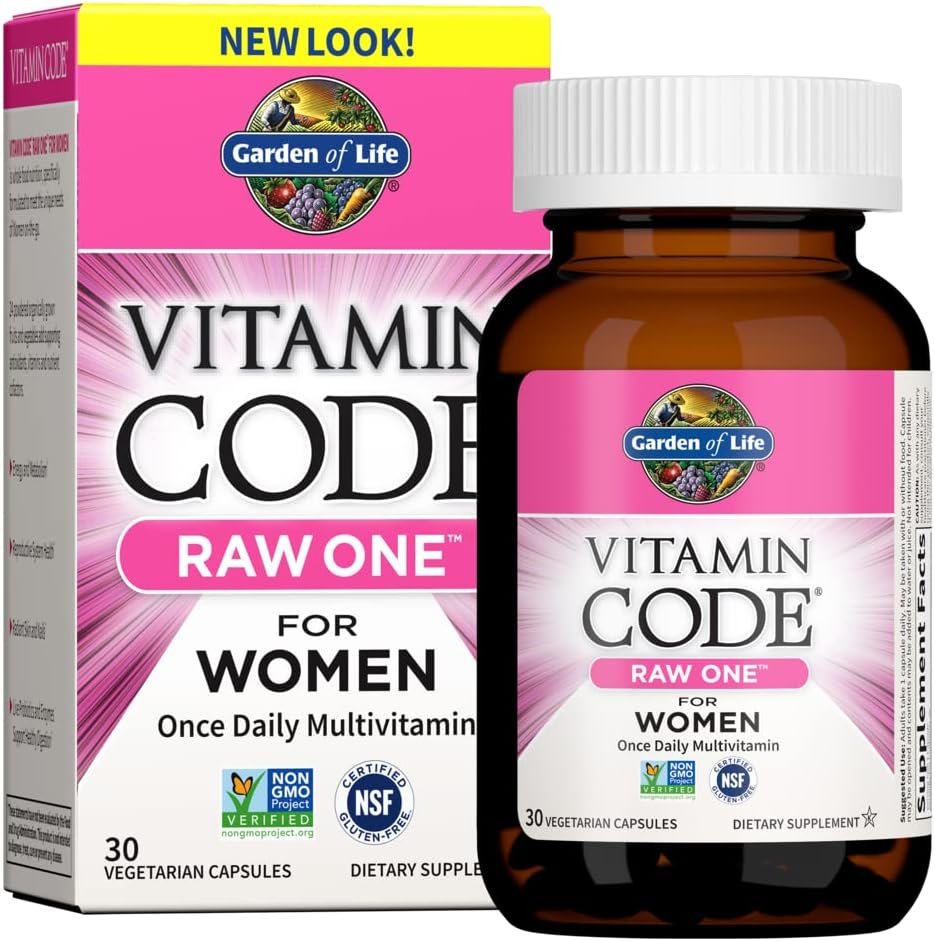 Garden of Life Multivitamin for Women, Vitamin Code Raw One for Women, Once Daily Women’s Multi – 30 Capsules, One a Day Vitamins Whole Food Iron, Probiotics for Womens Health, Gluten Free Vegetarian