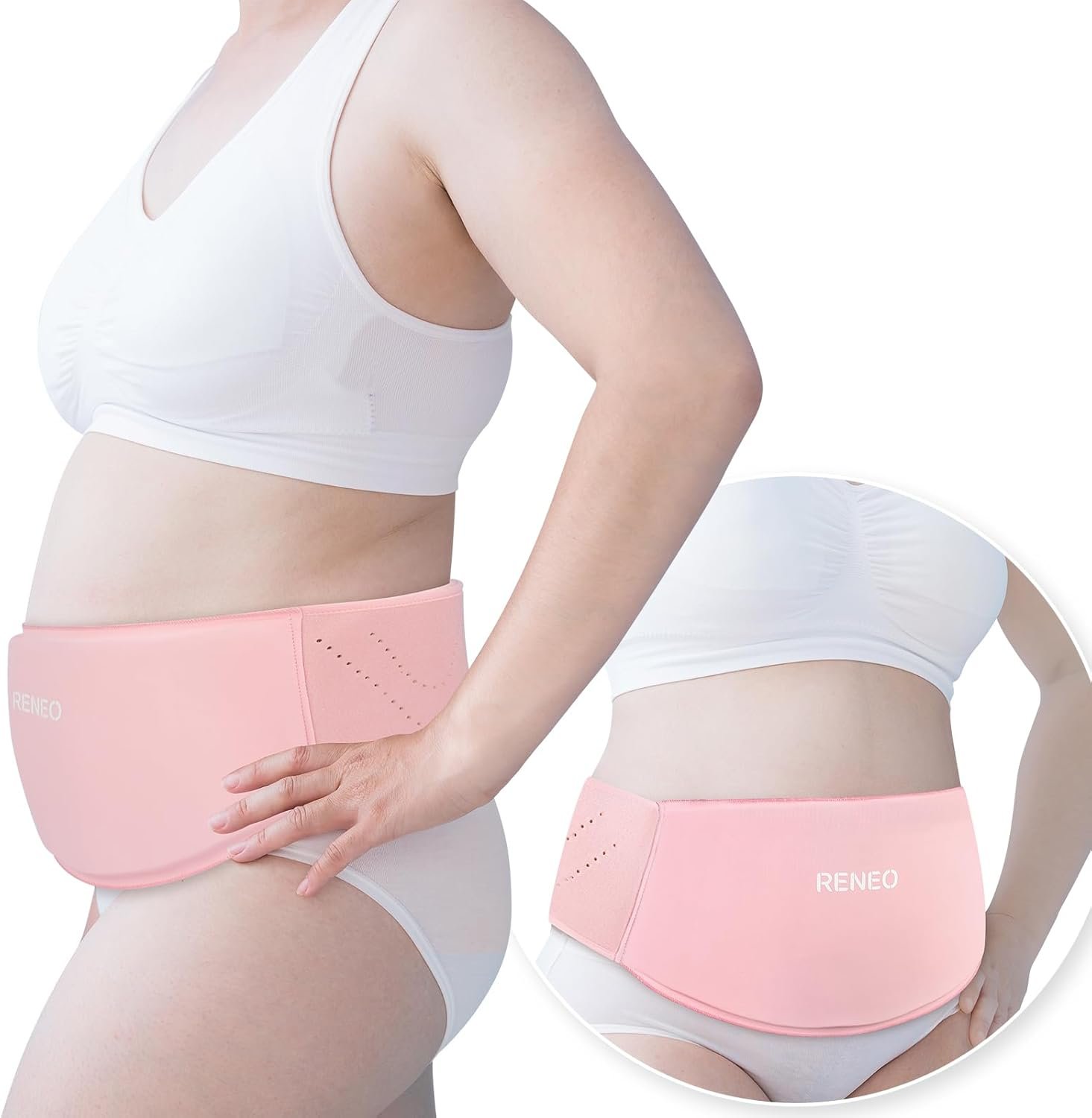 RENEO C Section Belly Binder, Reusable Solid Gel Ice Pack with Soft Lycra Cover, Adjustable Postpartum Wrap for Hot & Cold Therapy and Post-Op Recovery, Pink