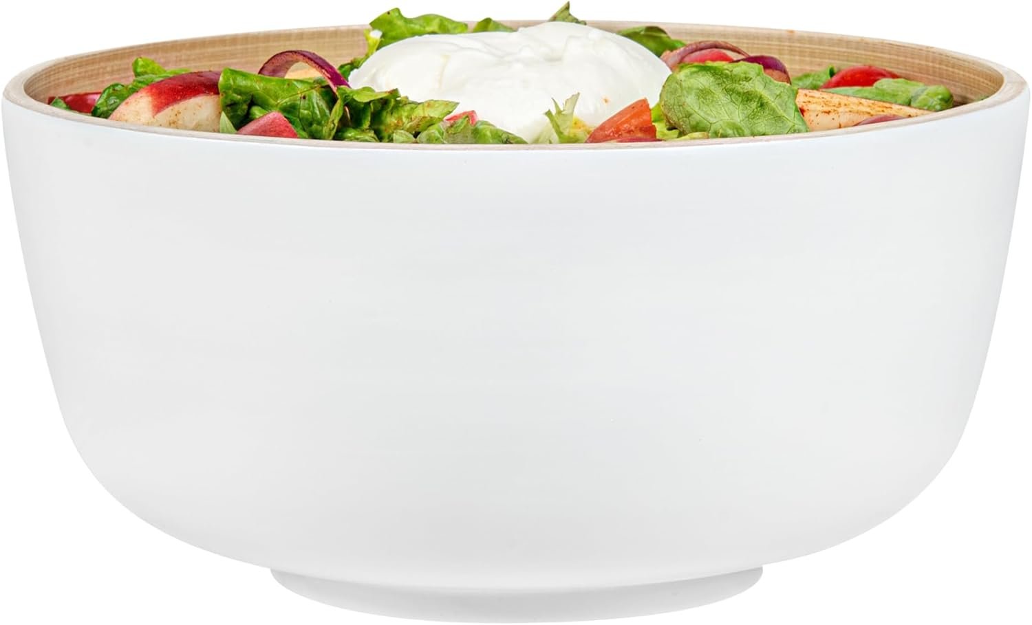 Restaurantware-Bambuddha 25 Ounce Medium Salad Bowl, 1 Heavy-duty Round Salad Bowl – Sustainable, Reusable, White Bamboo Serving Dish, For Serving Salads, Fruits, And Appetizers
