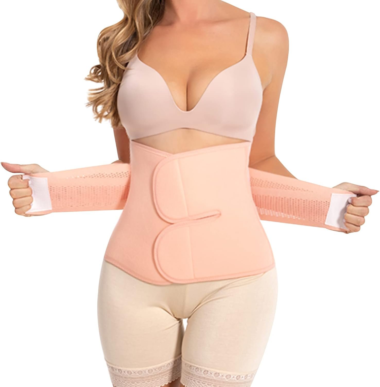 Trendyline Postpartum Essentials C-Section Belly Wrap – Postpartum Belly Band Recovery Belly Support Abdominal Binder Post Surgery Girdle Pink