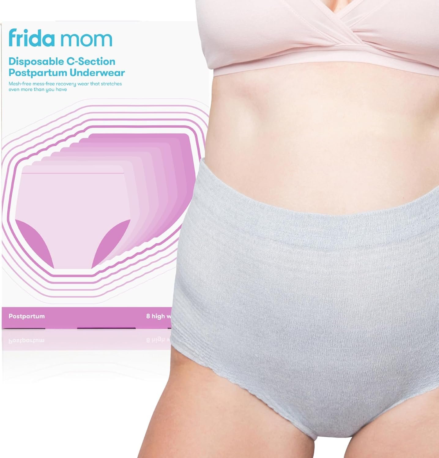 Frida Mom Women’s Postpartum Underwear for C-Section Recovery, Disposable High Waist, Seamless with Stretchy Support, Postpartum Essentials