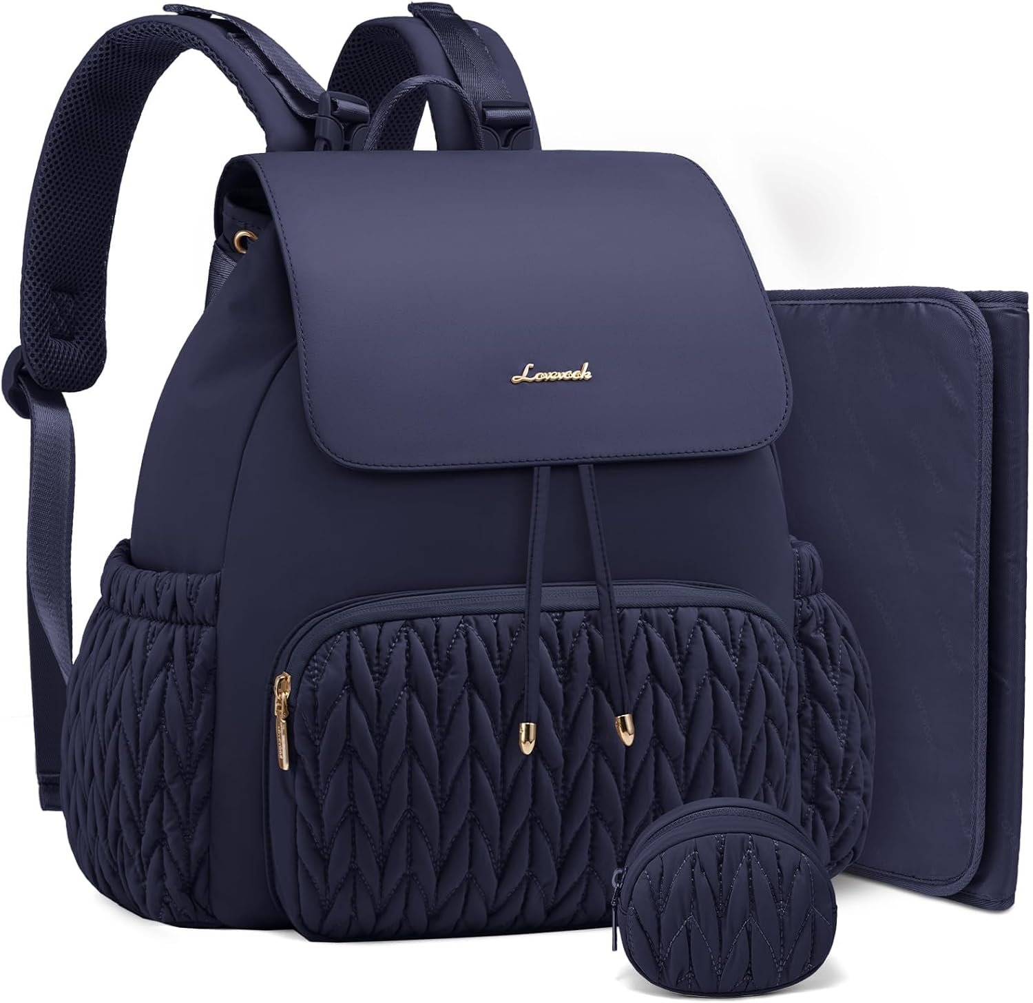 LOVEVOOK Diaper Bag Backpack, Small Baby Bag, Cute Baby Diaper Bag, Stylish Water-Resistant Travel Baby Bag for Mom, Baby Backpack with Changing Pad, Stroller Straps -Blue