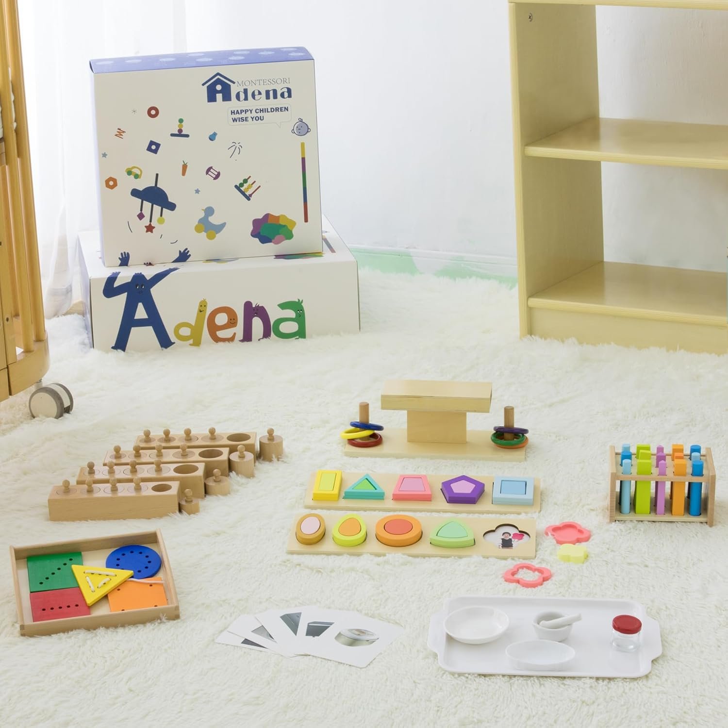 Adena Montessori Play Kit for 22-24 Months Baby Developmental Playset for Toddlers Preschool Learning Toys, Medium