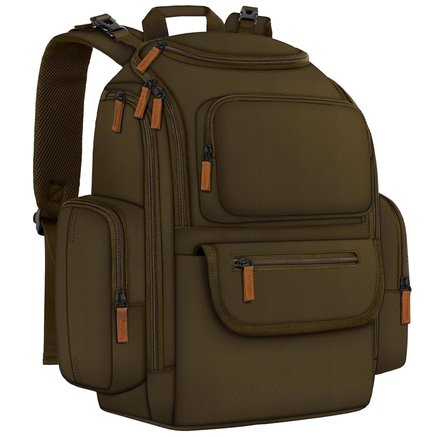 Mancro Diaper Bag Backpack, Large Multifunction Baby Backpack for Travel with Stroller Strap and 2 Insulated Pockets, Diaper Baby Bag for Mom, Dark Green