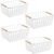 LeleCAT White Wire Baskets for Organizing with Handles，Pantry Organizers and Storage For Kitchen, Household Snack Basket for Cabinets, Closets, Bedrooms,food – Set of 4(White)