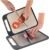Stainless Steel Cutting Board with Easy Grip Handle – Anti Slip, Double Sided Wheat Straw and 304 Stainless Steel Chopping Board for Meat, Veggies, Fruits – Non Toxic, Easy to Clean, Dishwasher Safe