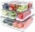 Pomeat 10 Pack Fridge Organizer, Stackable Refrigerator Bins with Lids, BPA-Free Produce Fruit Storage Containers for Fridge, Clear for Food, Drinks, Vegetable