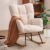 NIOIIKIT Nursery Rocking Chair Teddy Upholstered Glider Rocker Rocking Accent Chair Padded Seat with High Backrest Armchair Comfy Side Chair for Living Room Bedroom Offices (Ivory Teddy)
