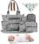 Moclever 8pc Diaper Tote Set, Baby Essentials with Multifunctional Diaper Bags, Bottle & Mesh Bag