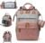 Baby Diaper Bags with Changing Station, Large Capacity Diaper Bag Backpack for Moms Dads with USB Charging Port,Travel Baby Bag with Pacifier Case & Stroller Straps(Up-PinkGrey)